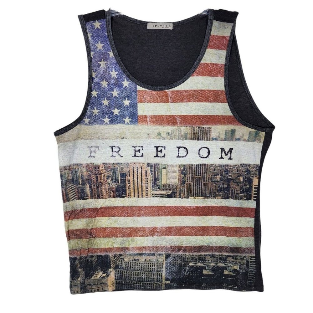 Epitome Men's All Over Print American Flag Tank Top Size L